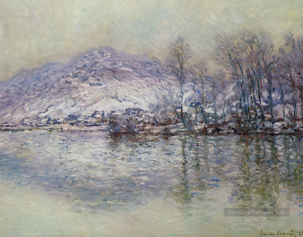 La Seine à Port Villez Snow Effect Monet Peintures à l'huile
